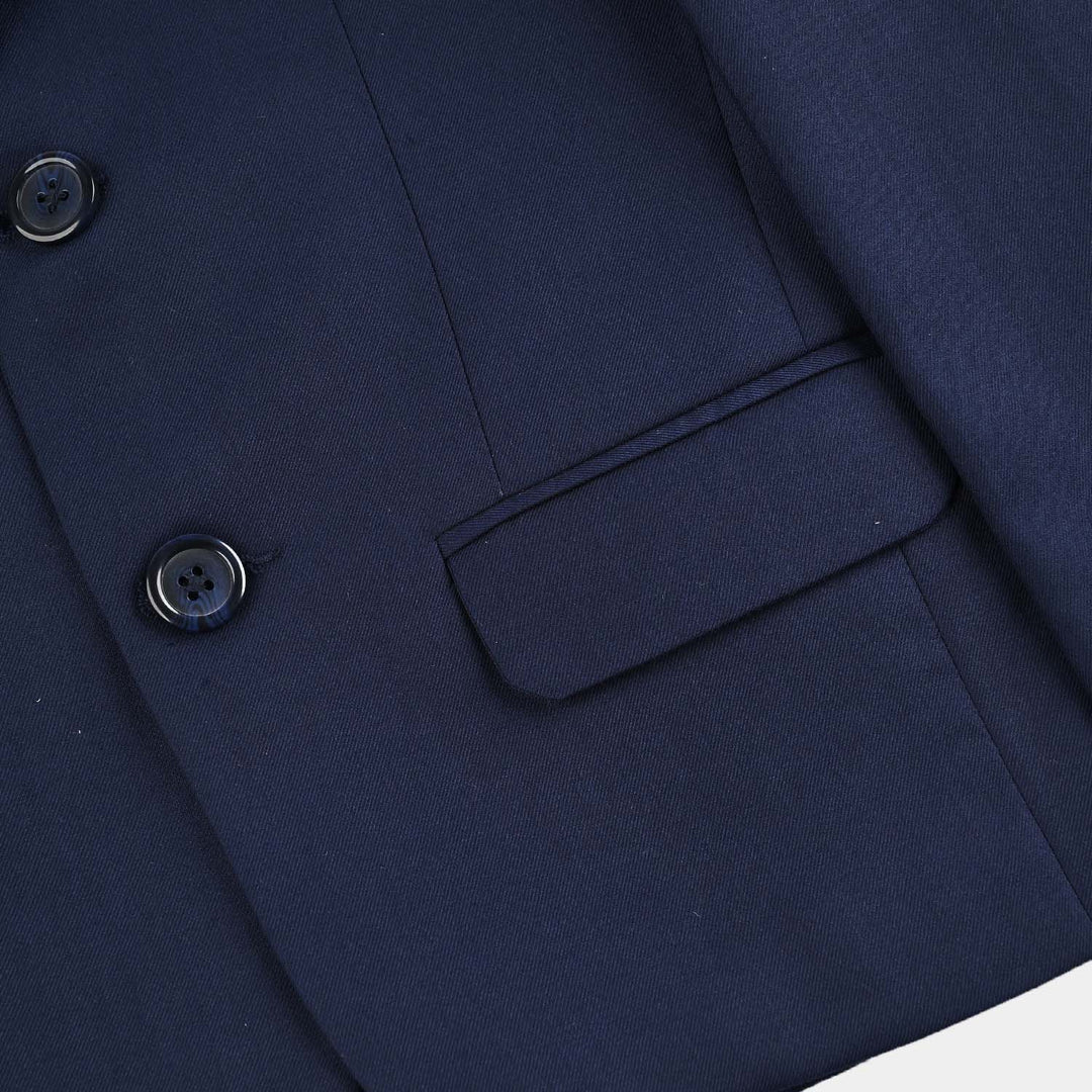 Boys Cotton Twill 3Piece Suit-Navy Blue