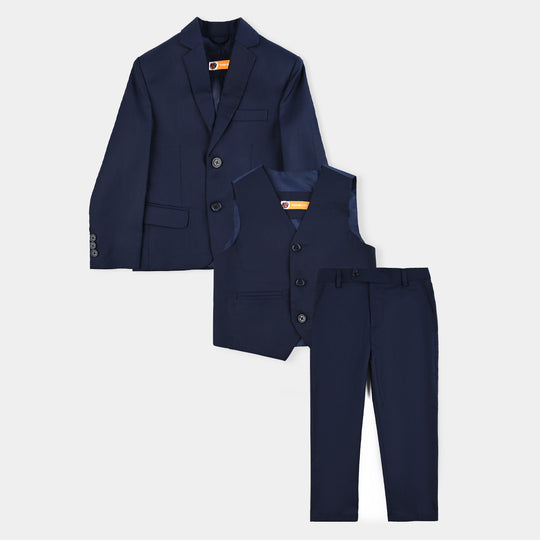 Boys Cotton Twill 3Piece Suit-Navy Blue