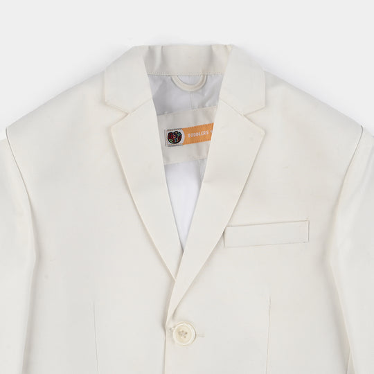 Boys Cotton Twill 3Piece Suit-White