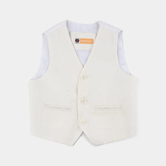 Boys Cotton Twill 3Piece Suit-White