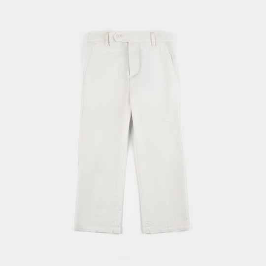 Boys Cotton Twill 3Piece Suit-White