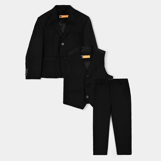 Boys Cotton Twill 3Piece Suit-BLACK