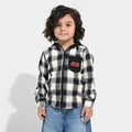 Boys Flannel Shirt F/S-Black Check