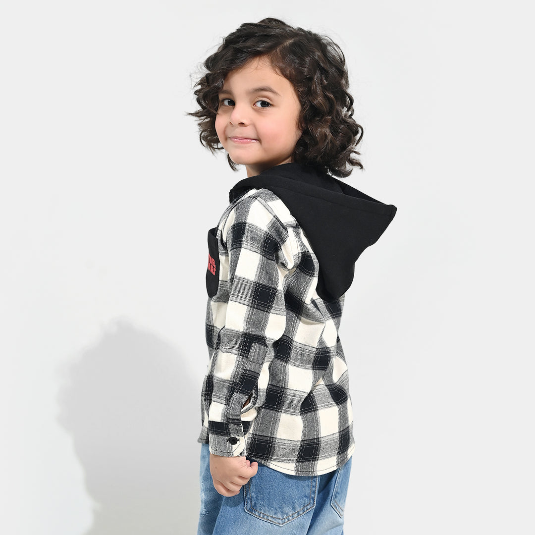 Boys Flannel Shirt F/S-Black Check