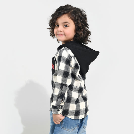 Boys Flannel Shirt F/S-Black Check