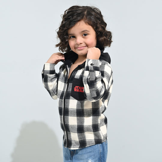 Boys Flannel Shirt F/S-Black Check