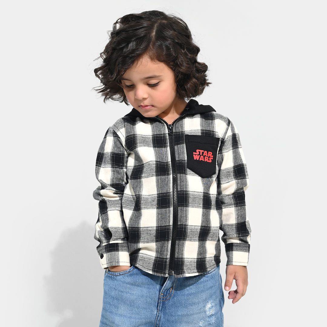 Boys Flannel Shirt F/S-Black Check