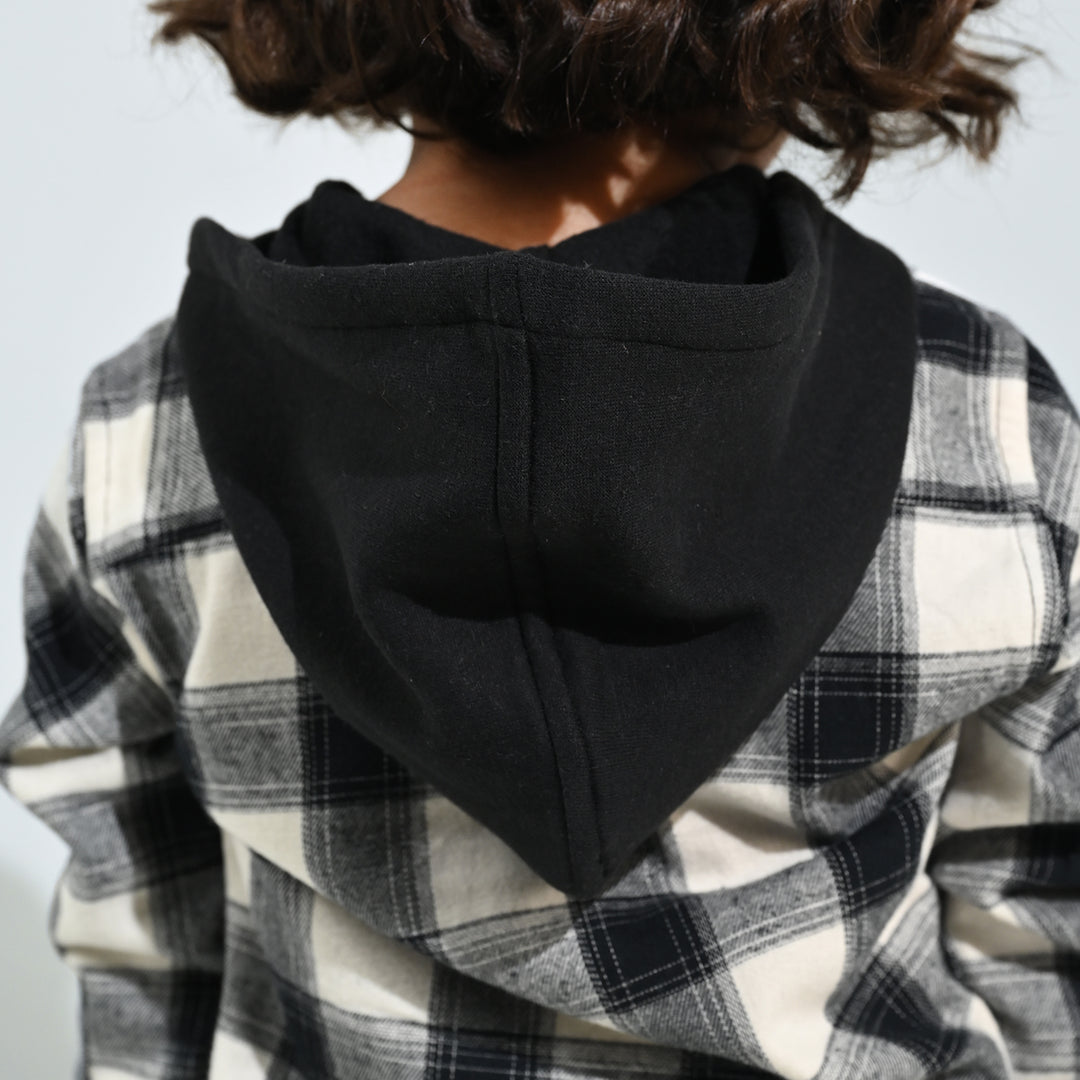 Boys Flannel Shirt F/S-Black Check