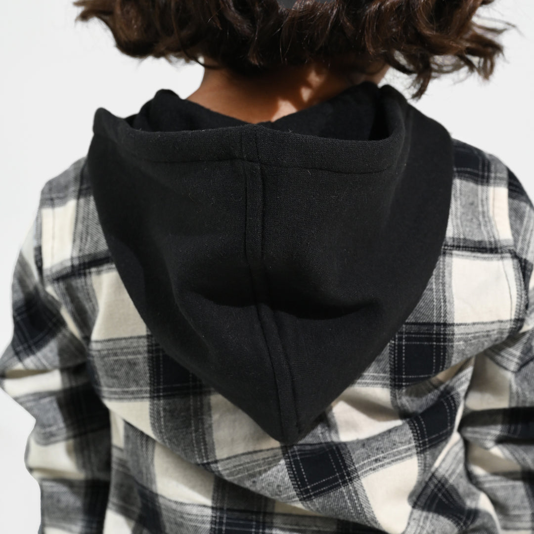 Boys Flannel Shirt F/S-Black Check