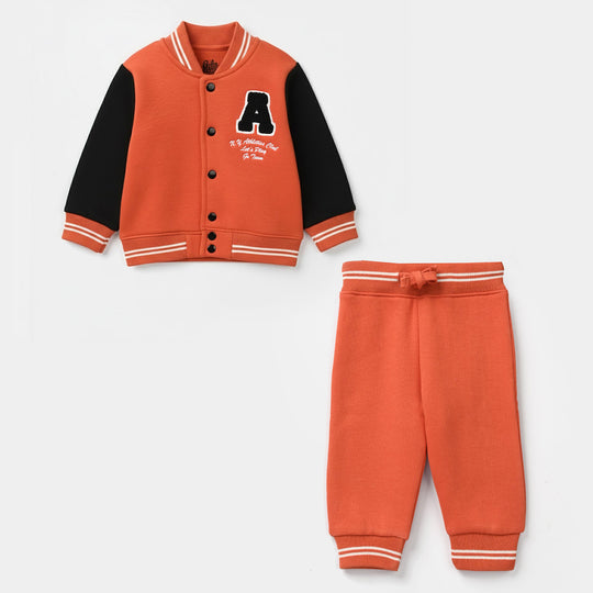 Infant Boys Fleece 2 Piece Suit Lest Play-Orange/Black