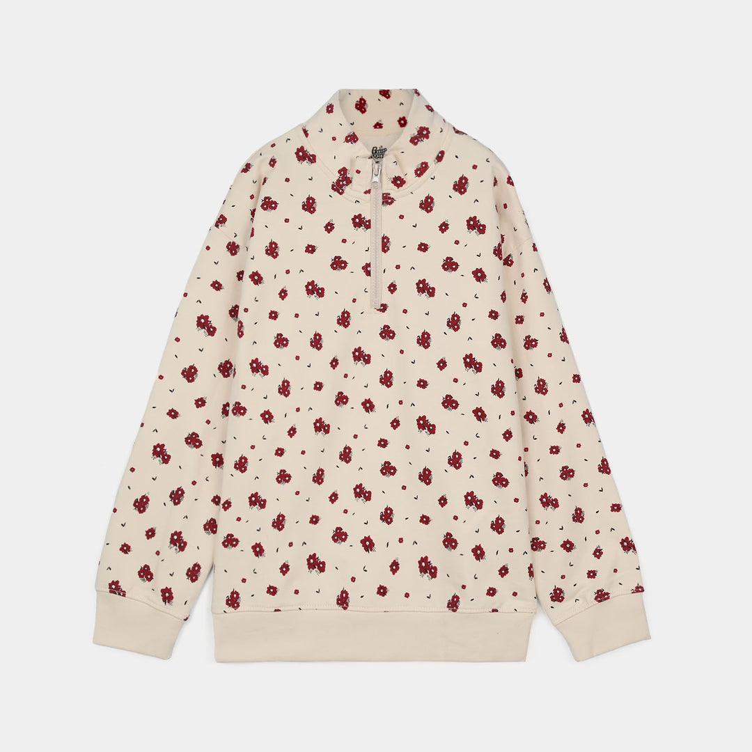 Girls Jersey/Terry 2 Piece Suit Flowers-Pristine