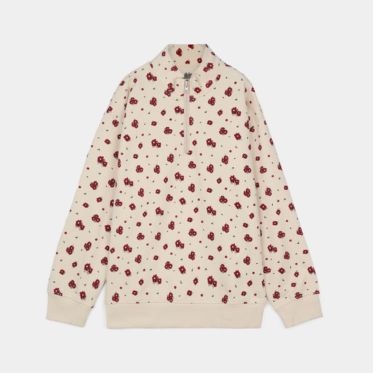 Girls Jersey/Terry 2 Piece Suit Flowers-Pristine