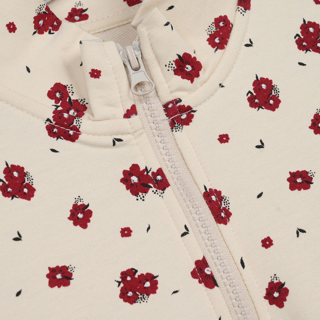 Girls Jersey/Terry 2 Piece Suit Flowers-Pristine