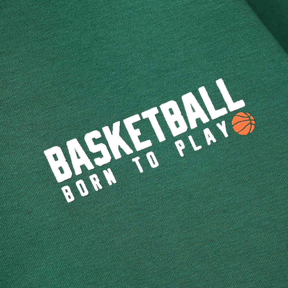 Boys Fleece Knitted Mock Jacket Basketball-Green