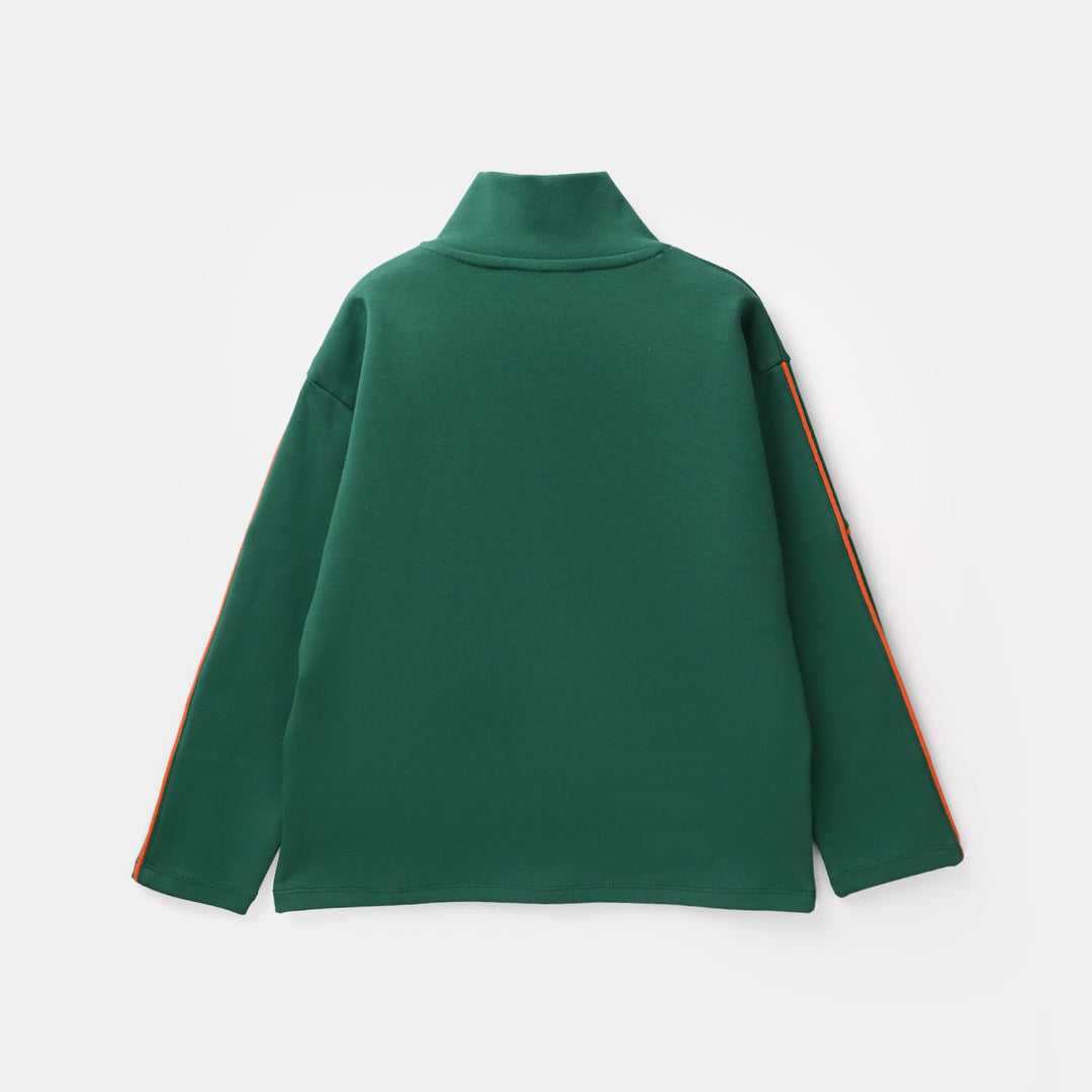 Boys Fleece Knitted Mock Jacket Basketball-Green