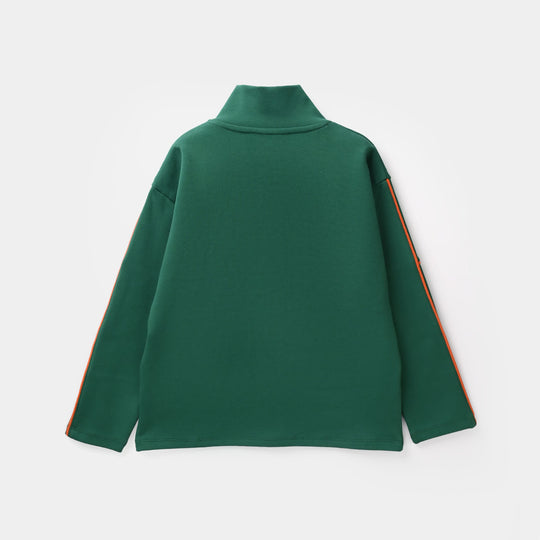 Boys Fleece Knitted Mock Jacket Basketball-Green