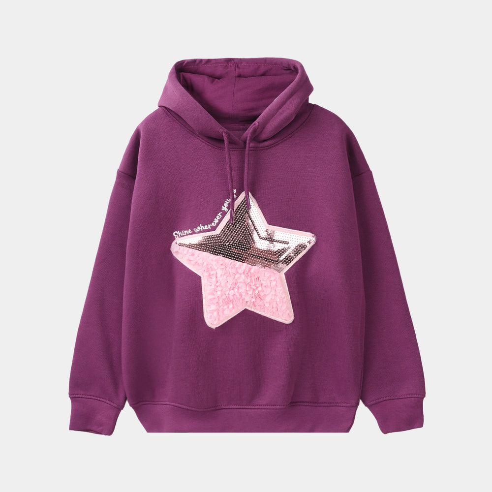 Girls Fleece 2 Piece Suit Star-Dark Purple
