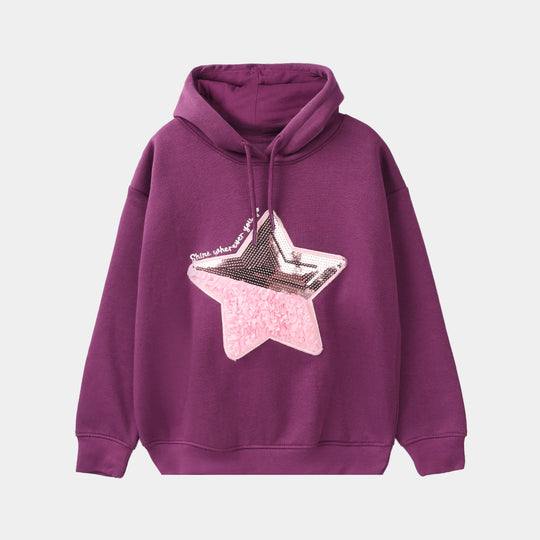 Girls Fleece 2 Piece Suit Star-Dark Purple