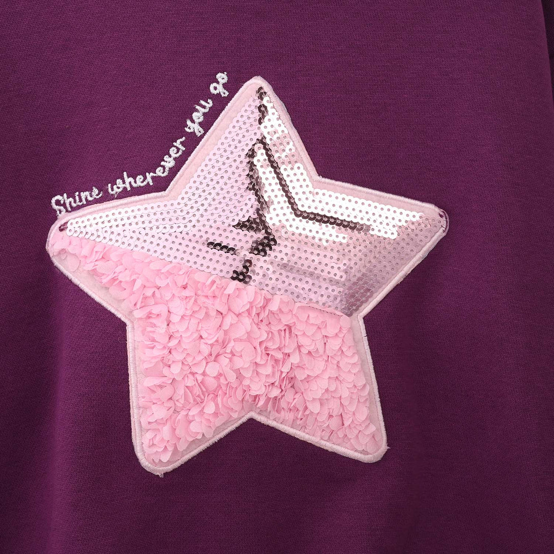 Girls Fleece 2 Piece Suit Star-Dark Purple