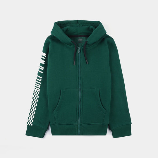 Boys Fleece Knitted Jacket Full Speed-Green