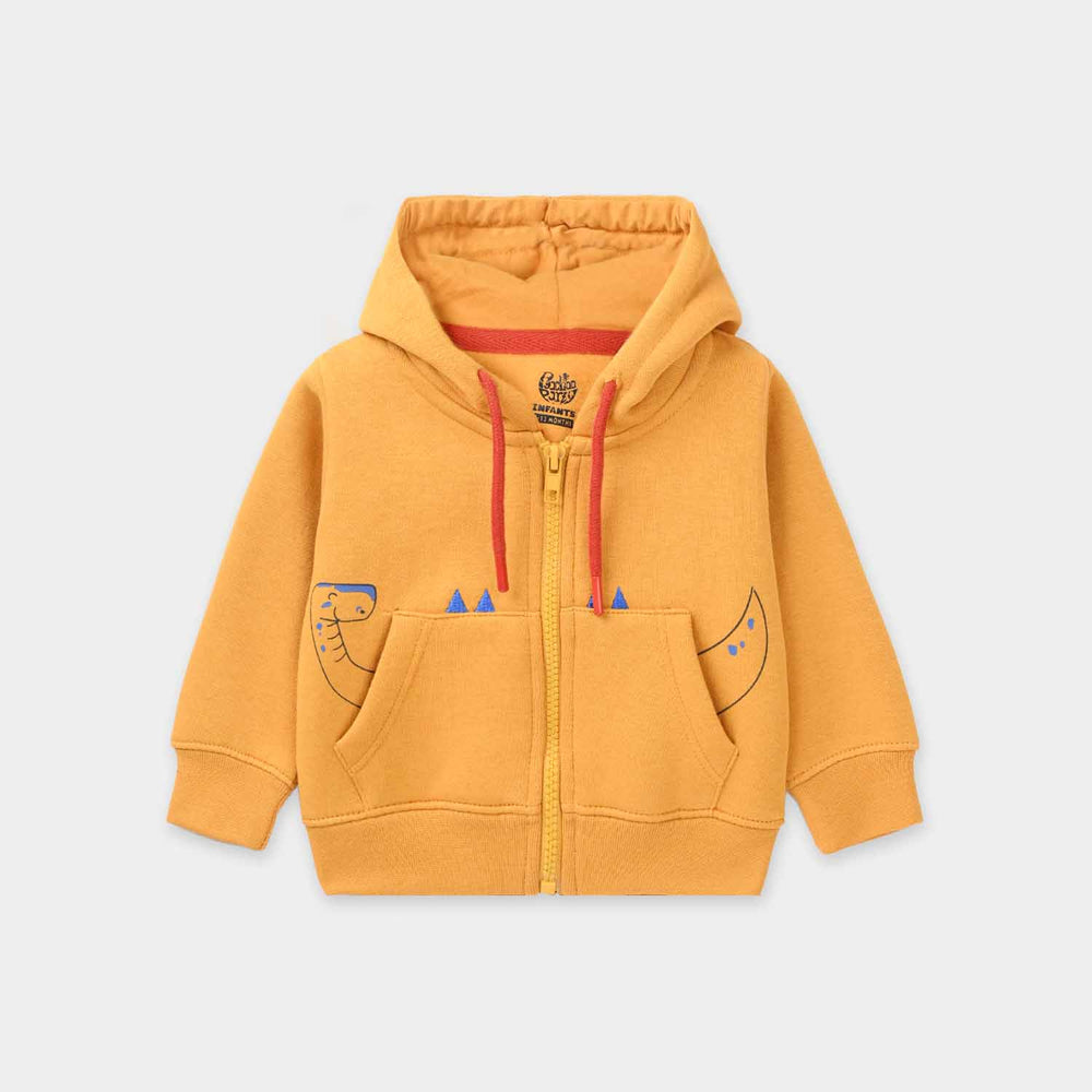Infant Boys Fleece Knitted Jacket Dino - Yellow