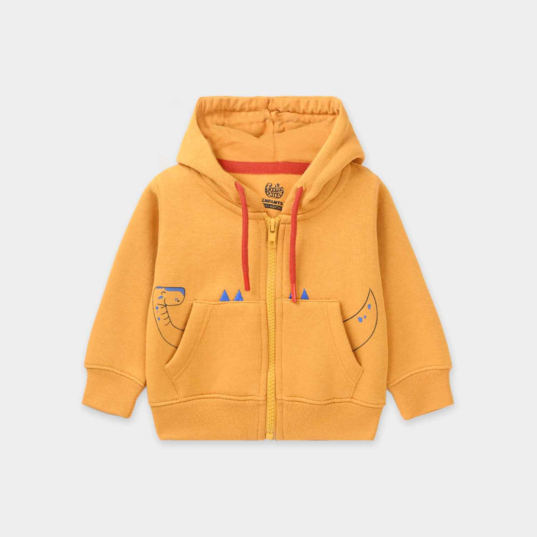 Infant Boys Fleece Knitted Jacket Dino - Yellow
