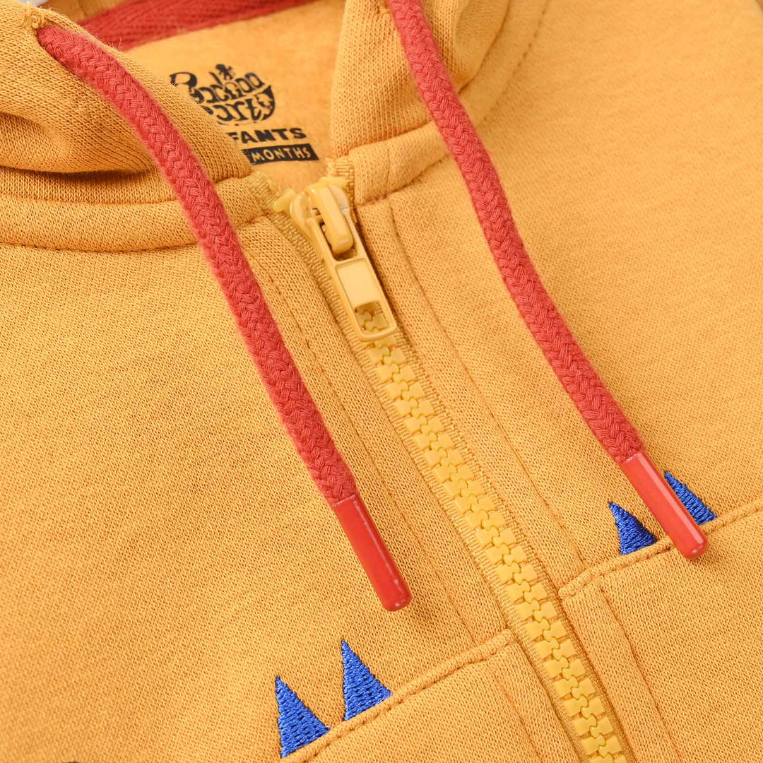 Infant Boys Fleece Knitted Jacket Dino - Yellow