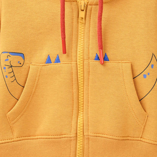 Infant Boys Fleece Knitted Jacket Dino - Yellow