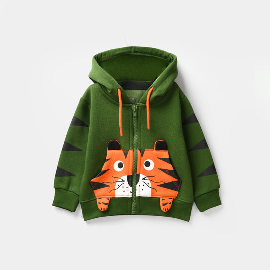 Infant Boys Fleece Knitted Jacket Little & Wild - Olive Green