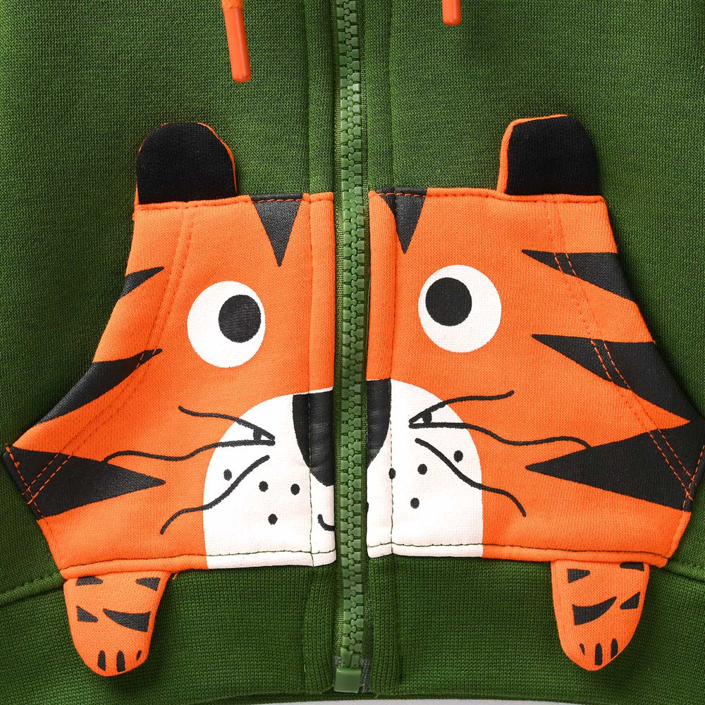 Infant Boys Fleece Knitted Jacket Little & Wild - Olive Green