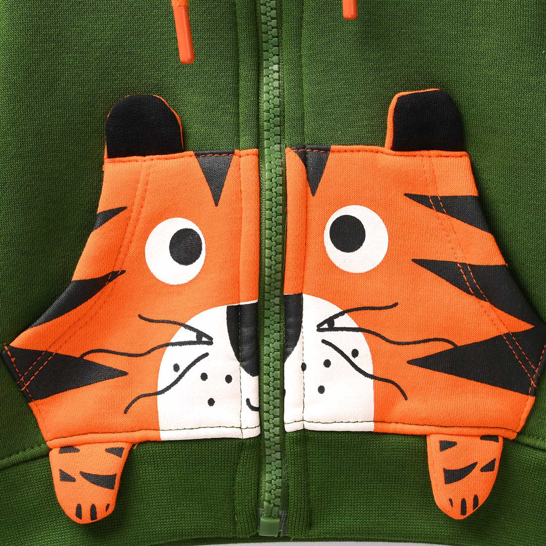 Infant Boys Fleece Knitted Jacket Little & Wild - Olive Green