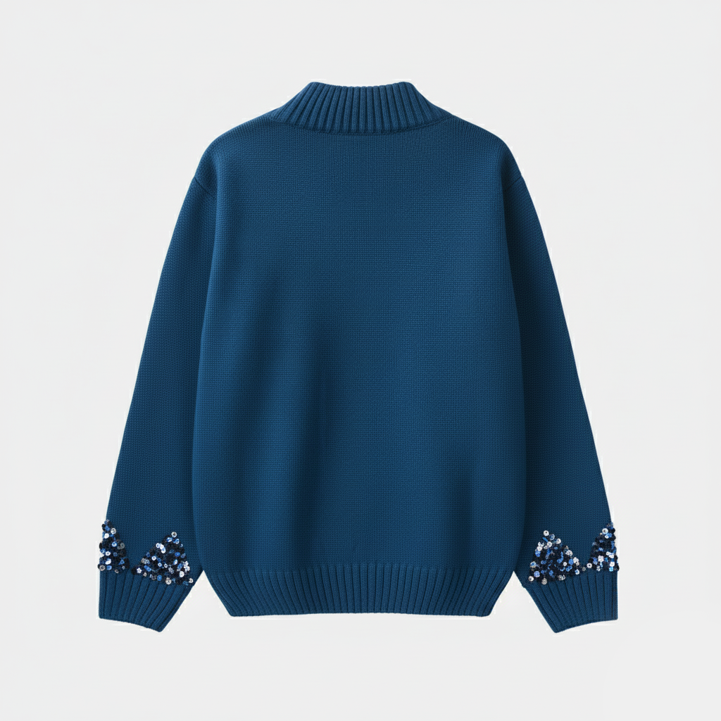 Girls F/S Mock Sweater Ochre-NAVY
