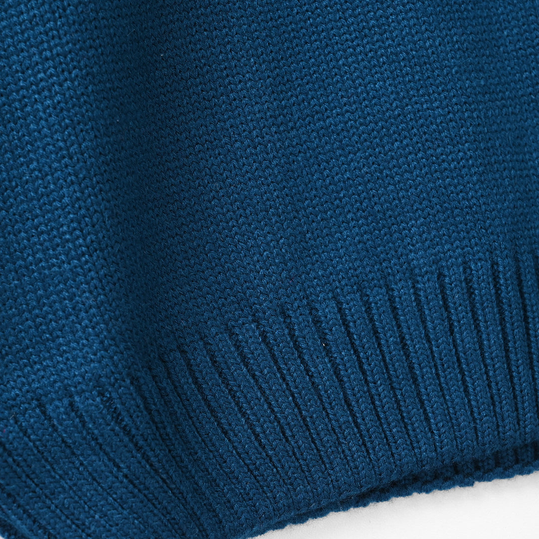 Girls F/S Mock Sweater Ochre-NAVY