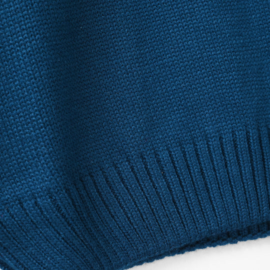 Girls F/S Mock Sweater Ochre-NAVY