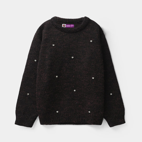 Girls Sweater Crystal-CHARCOAL