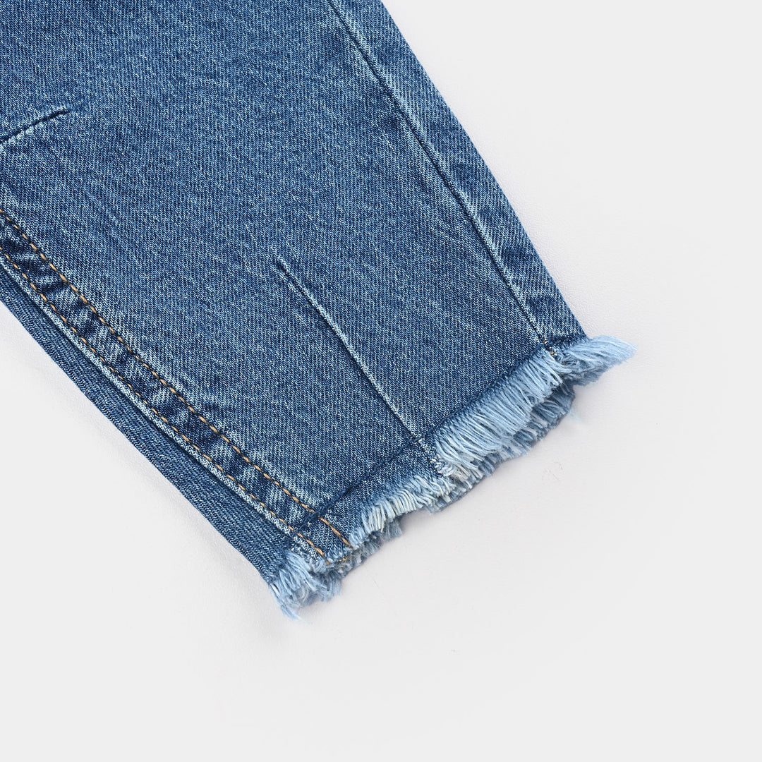 Infant Girls Denim Stretch Pant Good Wibes-Mid Blue