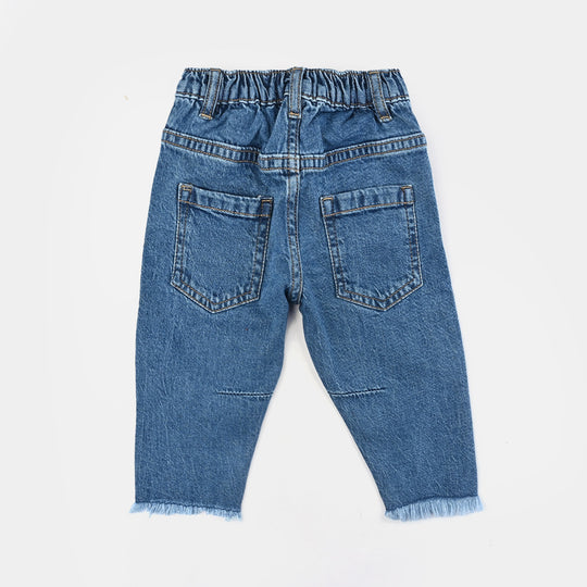 Infant Girls Denim Stretch Pant Good Wibes-Mid Blue