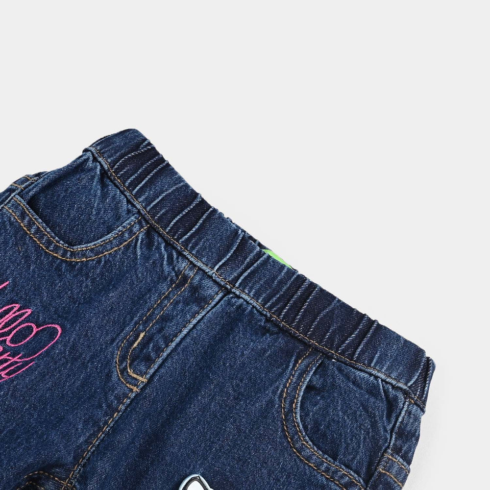 Infant Girls Denim Stretch Pant Character-DARK BLUE