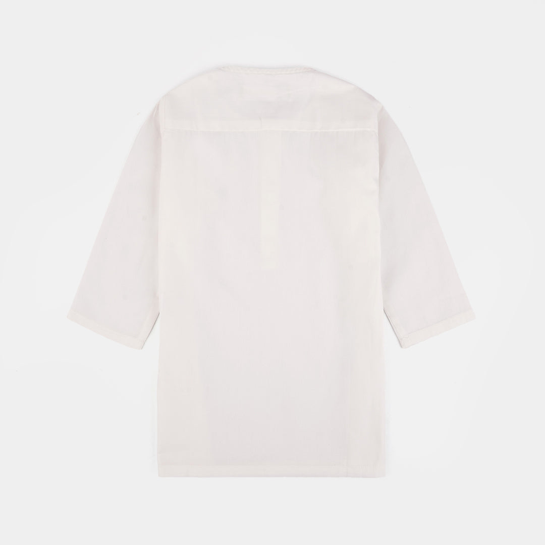 Infant Boys Cotton Poplin Kurta Pajama (Elegant)-White