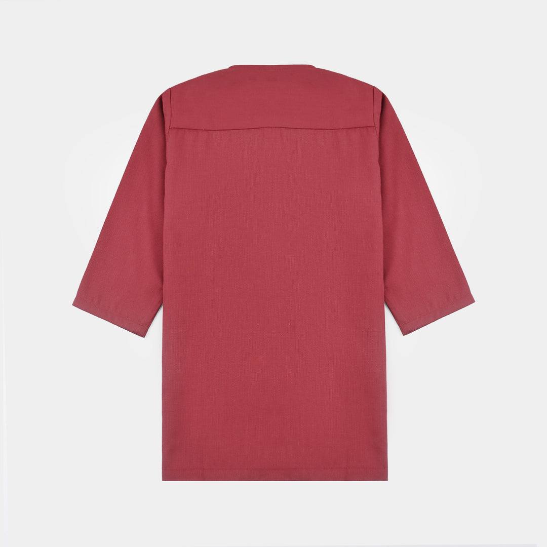 Infant Boys Cotton Poplin Suit (Metal Stud)-MAROON