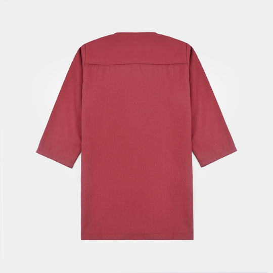 Infant Boys Cotton Poplin Suit (Metal Stud)-MAROON
