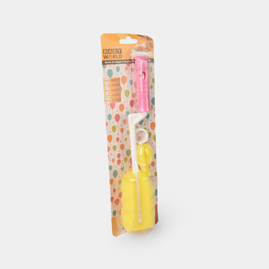 Rotary Sponge Bottle & Nipple Brush 7378 Pink