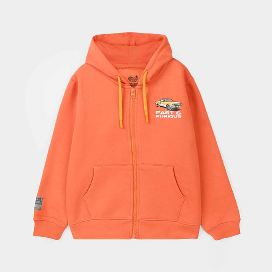 Boys Fleece Knitted Jacket - Orange