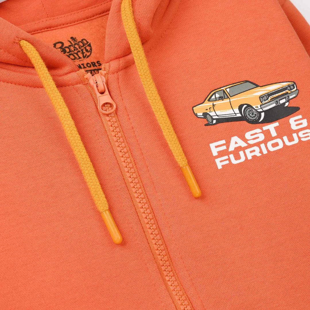 Boys Fleece Knitted Jacket - Orange