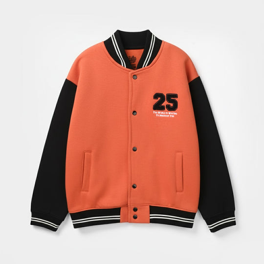 Boys Fleece Bomber Jacket No.25-ORANGE