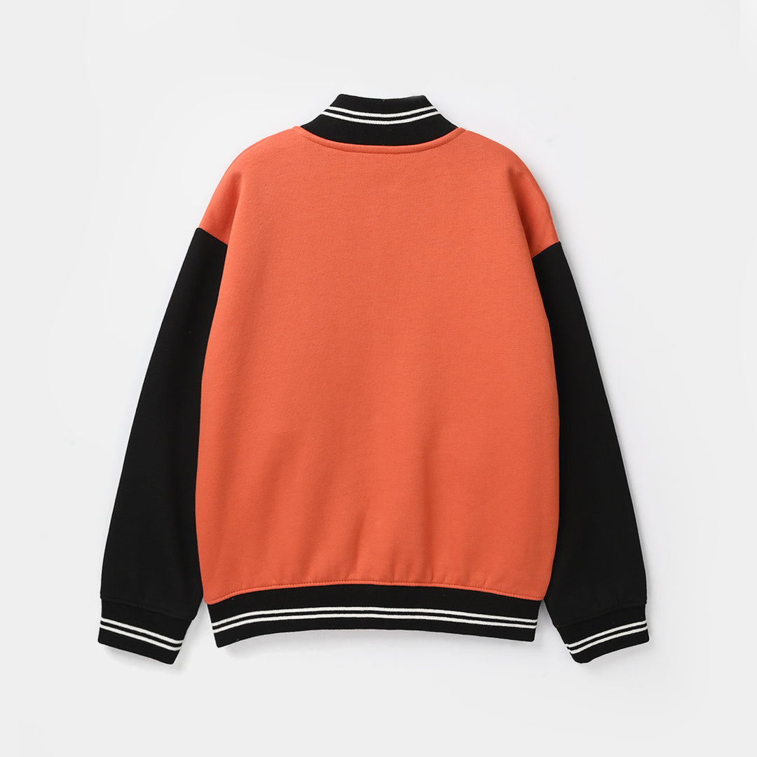 Boys Fleece Bomber Jacket No.25-ORANGE