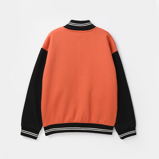 Boys Fleece Bomber Jacket No.25-ORANGE
