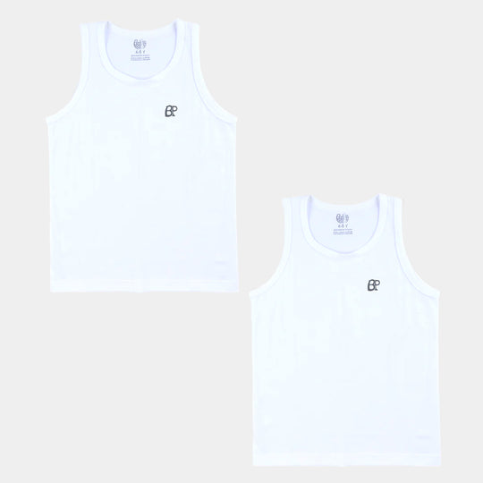 Boys Cotton Jersey Vest-Pack of 2-White