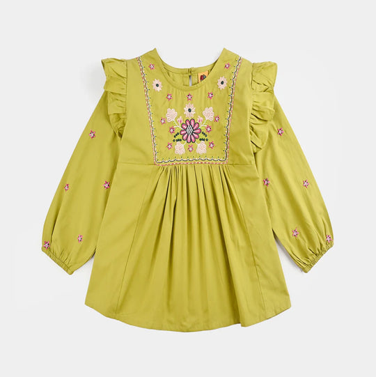 Girls Cotton Emb Top G Dhani-GREEN