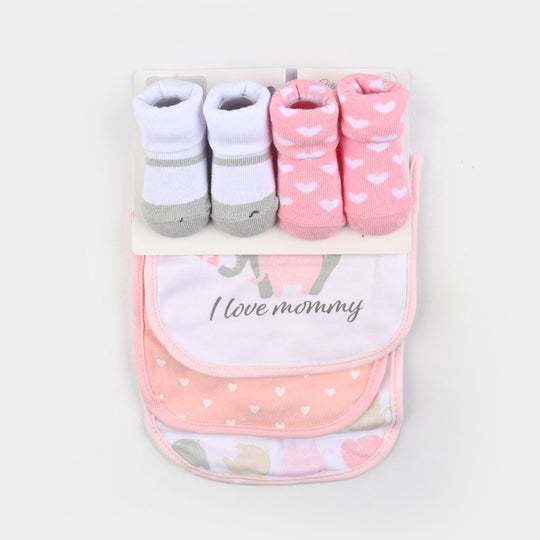 Baby Bibs & Booties Set | 3 Pcs